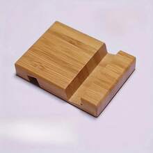 حامل الهاتف على المكتب الأنيق من الخيزران - قاعدة خيزران للهاتف ذات زاويتين، مناسبة للهواتف الذكية والأجهزة اللوحية، مناسبة لاكسسوارات المكاتب والمنازل، مريحة لليدين