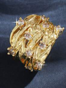 1 buc Inele de logodnă cu zirconiu cubic geometric plin de farmec, sortate după mărime, inele de logodnă cuplu, răsucite de lux pentru femei, decorațiuni zilnice, întâlniri, banchet, bal, petrecere, inel de bijuterii