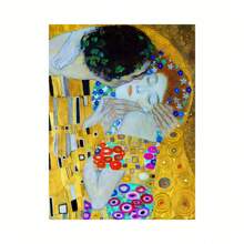Set di ricamo di diamanti 5D a tema del bacio dorato di Gustav Klimt, artigianato fai-da-te per decorazione domestica, regalo, stile anime, ricamo a mosaico a tutto tondo con punto croce