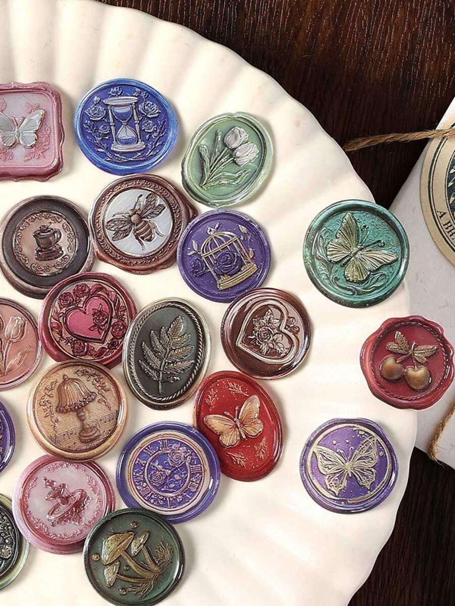 1pc Wax Seal Stickers, 3D Wax Seal Stamp Made Of PVC Material That Can Be Peeled Off And Used, Retro 3D Wax Seal Stamp Envelope Seals, Scrapbooking Decoration, Back To School