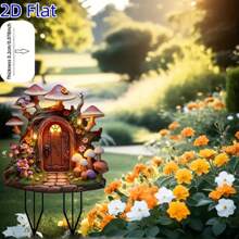 2D Acrylic Bohemian Style Fantasy Mushroom House Figurine, Outdoor Lawn Indoor Clip-On Decor, Suitable For Home, Party, Birthday Party Display, Yard, Lawn And Gardening Outdoor Holiday Decoration - Mushroom House - View 4