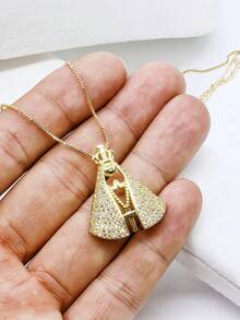 Gold Necklace With Our Lady Of Aparecida Pendant - Gold - View 6