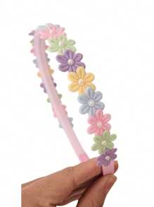 Arquinho/Tiara Dentinho Forrada e Decorada Com Florezinhas e meia Pérola , arco flor