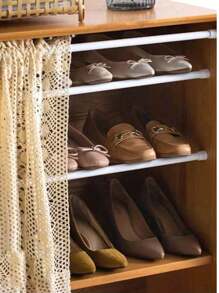 1pc Punch-Free Multi-Functional Telescopic Rod, Simple Installation, Perfect For Bathroom Shower Curtain Rod, Balcony Drying Rod, Wardrobe Hanging Clothes Rod, Door Window Hanging Curtain Rod, Curtain Rod Holder, Bathroom Accessories Home Bathroom Decor Back To School