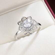 Fashionable Flower Shaped Synthetic Zirconia Ring, For Women - Multicolor - View 4