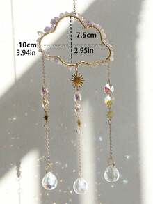 1 件天然石云形金属链水晶车挂浪漫家居墙壁捕光器装饰