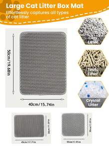 Alfombra extra grande para arena de gato de material EVA de doble capa, anti-salpicaduras y antirrastro, alfombra lavable para atrapar la arena, limpieza conveniente, disponible en múltiples tamaños