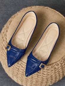 Bailarinas de punta afilada para mujer, planas, de uso casual, para fiestas, diario, exteriores, versátiles, color azul - Azul - Ver 1
