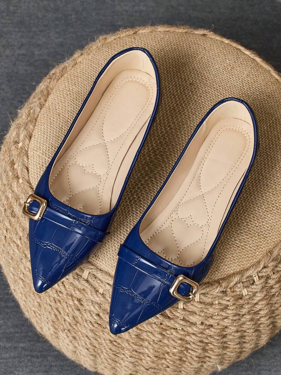 Bailarinas de punta afilada para mujer, planas, de uso casual, para fiestas, diario, exteriores, versátiles, color azul - Azul - Ver 1