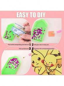 pokemon Pegatinas de diamante hechas a mano de Pikachu Pokémon, manualidades DIY, adornos para marcos de fotos, adornos para el hogar, adecuados para regalar, como juego temático de fiesta para entrenar habilidades manuales, San Valentín, regalos navideños, regalos para fiestas temáticas