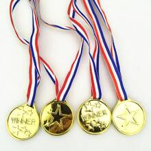 15 piezas Etiquetas de medalla de plástico enchapadas en oro, premios de competición deportiva, premio de fiesta, pequeñas etiquetas de regalo