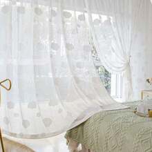 2pcs Floral Embroidered Sheer Curtains, All-In-One Decorative Rod Pocket Luxury Style Window Drapes, Suitable For Bedroom, Living Room, Dining Room, Balcony, Bathroom, Hallway, Villa And Other Home Decor