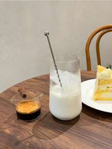 1 Striped Coffee Cup, Heat-Resistant Glass Cup, Iced Coffee Cup, Beverage Cup, Summer And Winter Cup, Glass Cup, Household Upright Milk Cup, Coffee Juice Cup, Single-Layer Large Capacity Transparent Glass Cup, Mug, Possible Cup, Juice Cup, Matcha Cup, Glass Cup, Beverage, Gift For Men, "", Alcohol, Christmas Wine Cup (Cups Without Straws Need To Be Placed Separately)