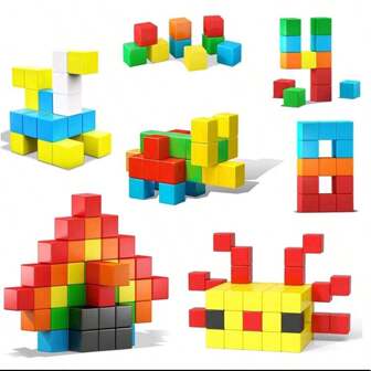Magnetic Blocks, Magnetic Building Blocks For Toddlers 3+, Montessori Toys, Magnetic Cubes, Preschool STEM Educational Sensory Magnet Toys For Kids Ages 3-5 Year Old Boys And Girls Compatile With My Magnet Kid World Montessori Toys STEM Preschool Educational Building Cube Child Festival Gift Sensitively Create Interactive Community Educational Family Toys