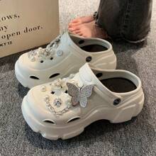 2025 New Spring Thick Bottom Hollow Clogs Sandals, Women Fashion Party Slip-On Cute Cartoon EVA Beach Outdoor Wear, Suitable For All Seasons