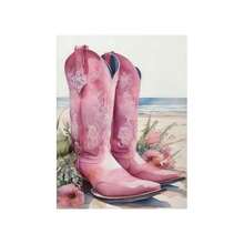 1/3 件墙壁艺术海报/现代风格粉色牛仔帽、靴子、马匹绘画装饰墙壁艺术，家庭卧室书房悬挂墙壁艺术印刷品，儿童房、办公室、服装店装饰海报，带框/无框