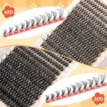 Grupos de pestañas 30D+40D+50D+60D+80D+100D, pestañas individuales vaporosas, extensiones de pestañas en forma de D de 476 piezas de 10-16MM, pestañas naturales, kits de extensión de pestañas en grupos para principiantes - D-40D+50D - Ver 4