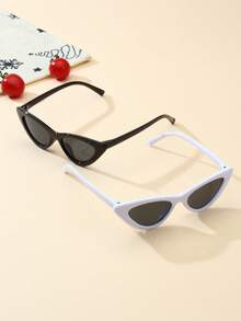 2pcs Kids Cute Personalized Cat Eye Fashion Glasses - Black and White - View 4