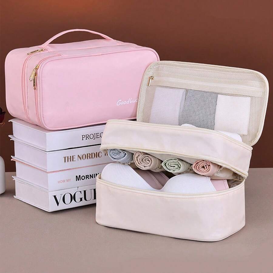 1 túi đựng đồ lót du lịch đa năng, túi đựng áo ngực, quần lót, tất 3 lớp - Nhiều màu - Xem 1