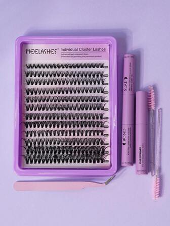 Kit de racimos de pestañas DIY de gran capacidad con pestañas naturales voluminosas y separadas de 40D, pestañas postizas