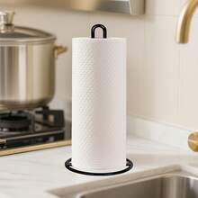 台面纸巾架，用于厨房整理和储存的厨房纸巾架，用于标准和大尺寸卷纸的纸巾架（黑色 1/2 件）