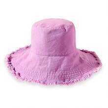 1pc Women Solid Color Artsy Fringed Bucket Hat, Versatile - Multicolor - View 3