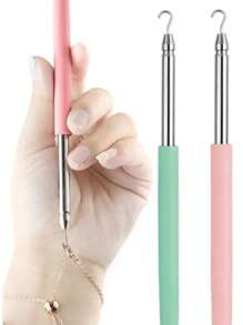 1 Piece Of Stainless Steel Bracelet Wearing Aid, Odorless, Battery Free - Simple Jewelry And Necklace Hook Wearing Tool, Fashionable Metal Accessories, Simple Beauty And Personal Care Styling Tool(Long/Short Scalable)