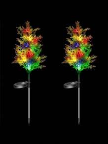 1/2 peças Luzes em Forma de Árvore de Pinheiro Alimentadas por Energia Solar, Decorações Coloridas para Pátio Externo com Estacas de Metal Ajustáveis, Perfeitas para Decoração de Jardim no Natal e Dia dos Namorados, Decorações de Pátio Solares