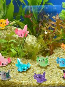 10/30个随机颜色迷你墨西哥钝口螈彩色树脂摆件，可爱微型动物模型装饰，蛋糕装饰DIY工艺品，花园装饰