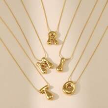 18K Bubble Letter Necklace Gold For Women, Initial Necklaces Rhinestone Chunky Bubble Letter Necklace As Mother's Day Gifts Charm Puff Name Pendant Alphabet Necklaces Non Tarnish Gold Plated Jewelry