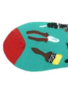 1 Pair Of Men's Tool Pattern Tube Socks, - Multicolor - View 5