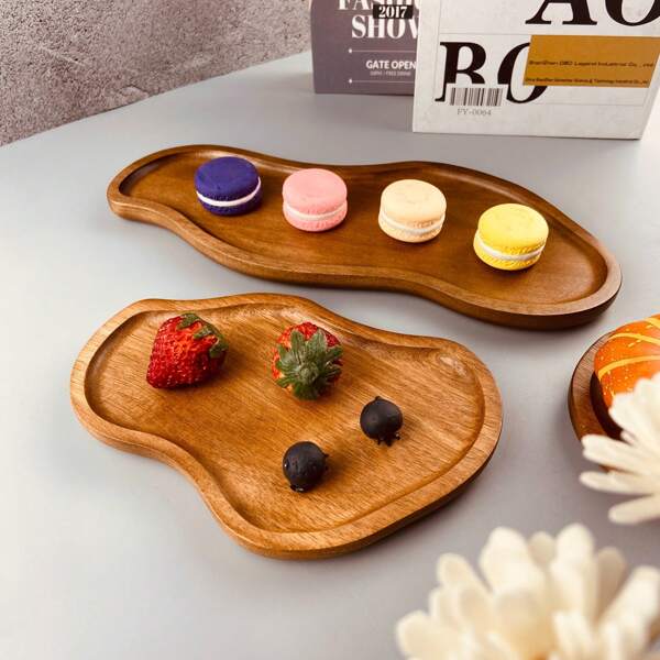 1/2 pezzi Vassoio in legno di palissandro creativo, vassoio per dolci, vassoio per frutta, vassoio per stoviglie, vassoio per spuntino, vassoio da portata, vassoio da esterno, adatto per cucina, sala da pranzo, riunioni e feste all'aperto
