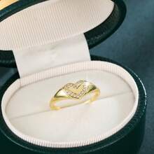 1pc Synthetic Zirconia Love Shape Design Women's Ring