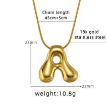 18K Bubble Letter Necklace Gold For Women, Initial Necklaces Rhinestone Chunky Bubble Letter Necklace As Mother's Day Gifts Charm Puff Name Pendant Alphabet Necklaces Non Tarnish Gold Plated Jewelry