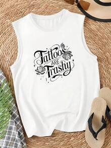 Roses Tattoos Are Trashy Women's Casual Vest - White - View 1