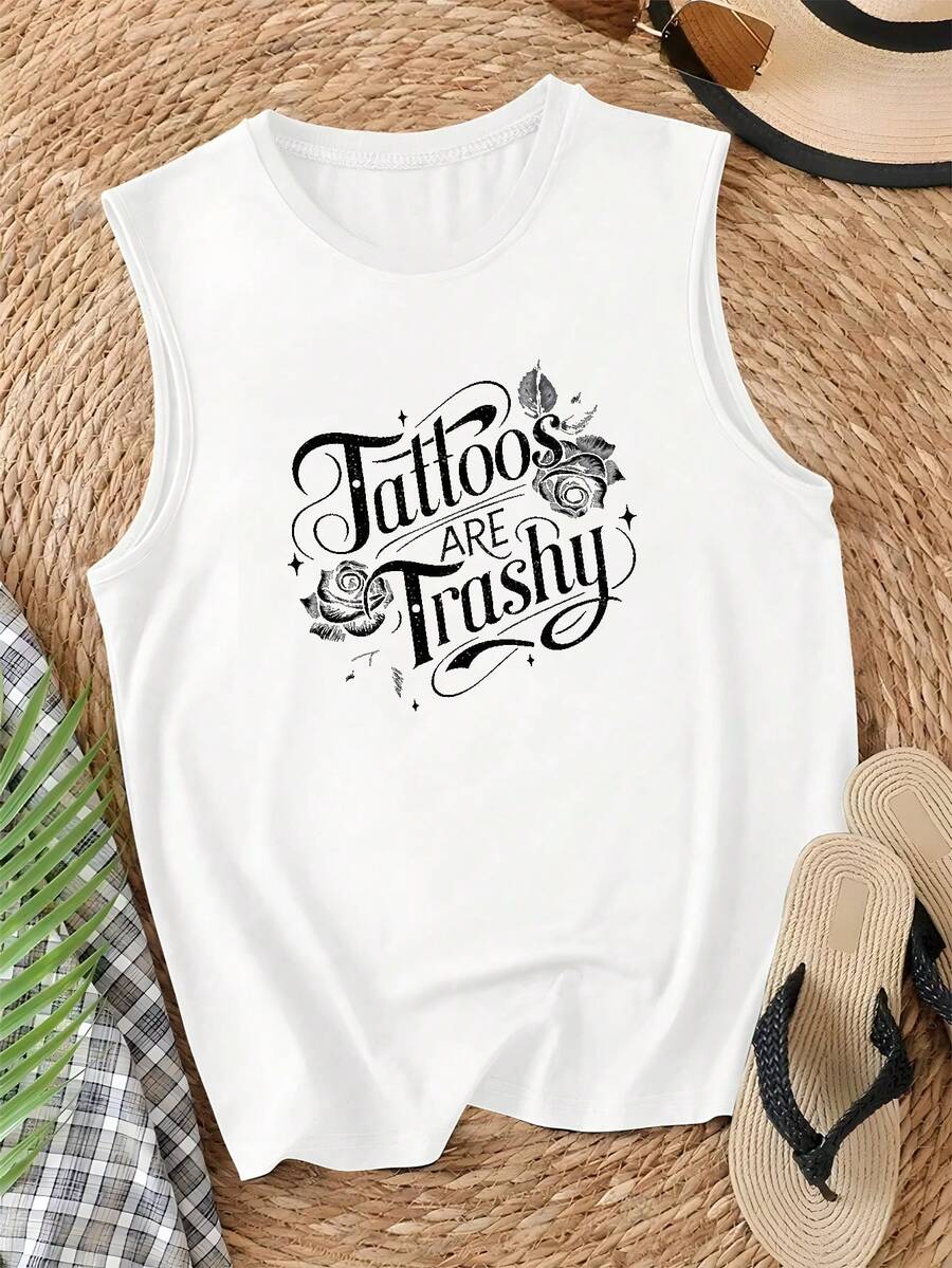 Roses Tattoos Are Trashy Women's Casual Vest - White - View 1