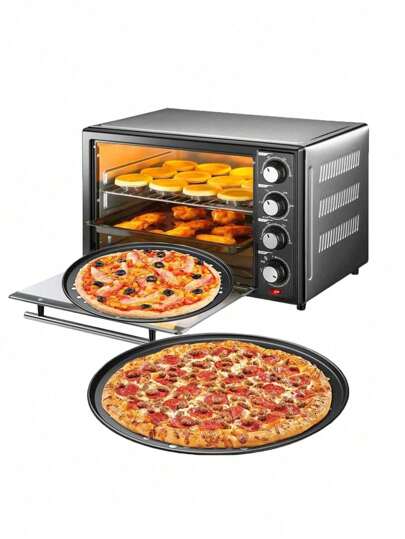 1pc Thick Perforated Carbon Steel Non-Stick Round Pizza Baking Tray, Special Baking Pan For Pizza And Large Flat Bread, Baking Tool