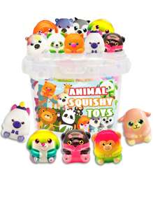 18/24 pièces Jouets micro Squishy thème animal - Faveurs de fête, jouets anti-stress moelleux à compression lente (aléatoire)