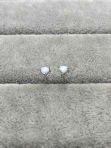 1 Paar reine Silber Pfirsich Herz & Liebesform Australischer Opal Ohrstecker, minimalistischer & modischer Schmuck für Frauen