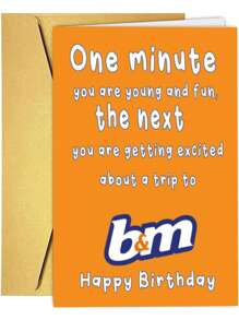 1Pc Funny Birthday Cards | Banter Joke Old Age Jokes Colleague Friends | One Minute You're Young And Cool B&M Shopping | For Her Bestie, School Supplies,Back To School