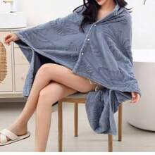 1 件装珊瑚绒提花斗篷式毛巾，柔软舒适，超强吸水，适合旅行、海滩、度假、返校、美容院、家庭浴室