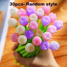 Set de 12/5/2 bolígrafos de tinta negra de 0.5mm con diseño de tulipán de flor cambiante de color, activados por la luz solar, creativos y lindos para exámenes, firmas, útiles escolares y regalos para fiestas y vuelta al cole