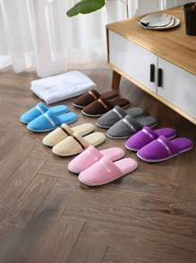 1pair Disposable Coral Fleece Slippers, Comfy Closed Toe Warm Flat Shoes For Women, Suitable For Home Guest Spa Hotel,Spa Slippers, Non Slip Disposable Hotel Slippers,Multi Color Reusable House Slippers, Indoor, Bathroom, Bedroom, Travel Slippers For Women, Men, Unisex(Random Color And Style) Back To School