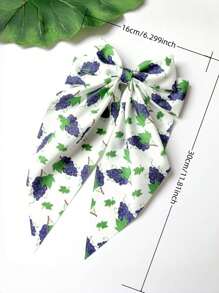 1 pieza Pinza de pelo con clip de mariposa de doble capa, con estampado de cereza y cinta de tela teñida de arándano, accesorio de pelo lindo adecuado para uso diario