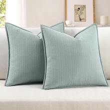 1 Peça Capa de Almofada Decorativa Azul Acinzentada 18x18 em Chenille Macio, Almofadas Para Sofá, Almofadas de Fazenda com Design Elegante Para Decoração de Casa, Sofá, Quarto e Sala de Estar