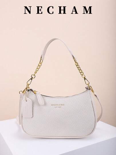 1pc PU Soft Underarm Shoulder Bag, High-End Shoulder Bag, Casual Versatile Chain Strap Crossbody Bag, Solid Color Casual Everyday Bag, Suitable For Daily Use - Travel, Work, Shopping, Campus, Commuting, Dates, Women's Gift, Business Commute