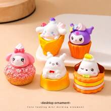 Sanrio 8 Stücke Set mit Mini-Desserts in zufälliger Farbe, DIY-Zubehör, Puppen-Blindbox im Sanrio-Stil, Schreibtischdekor aus Kunstharz, geeignet für Büro, Studentenschreibtisch, Zuhause – Geschenk zum Schulanfang