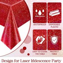 Fluorescent Red Shiny Elegant PET Tablecloth, Suitable For Birthday, Wedding, Christmas, Graduation Party Decoration, 54" X 86.6", Holiday Party Tablecloth