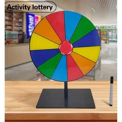 1 Bộ trò chơi Lucky Wheel, Bánh xe quay thủ công nhiều màu sắc vui nhộn, Chân đế chắc chắn và bút miễn phí, Thích hợp cho các sự kiện, Xổ số, Lớp học, Cửa hàng bán lẻ, Giải trí tiệc đính hôn, Trang trí tiệc, Trò chơi hoạt động gia đình thú vị