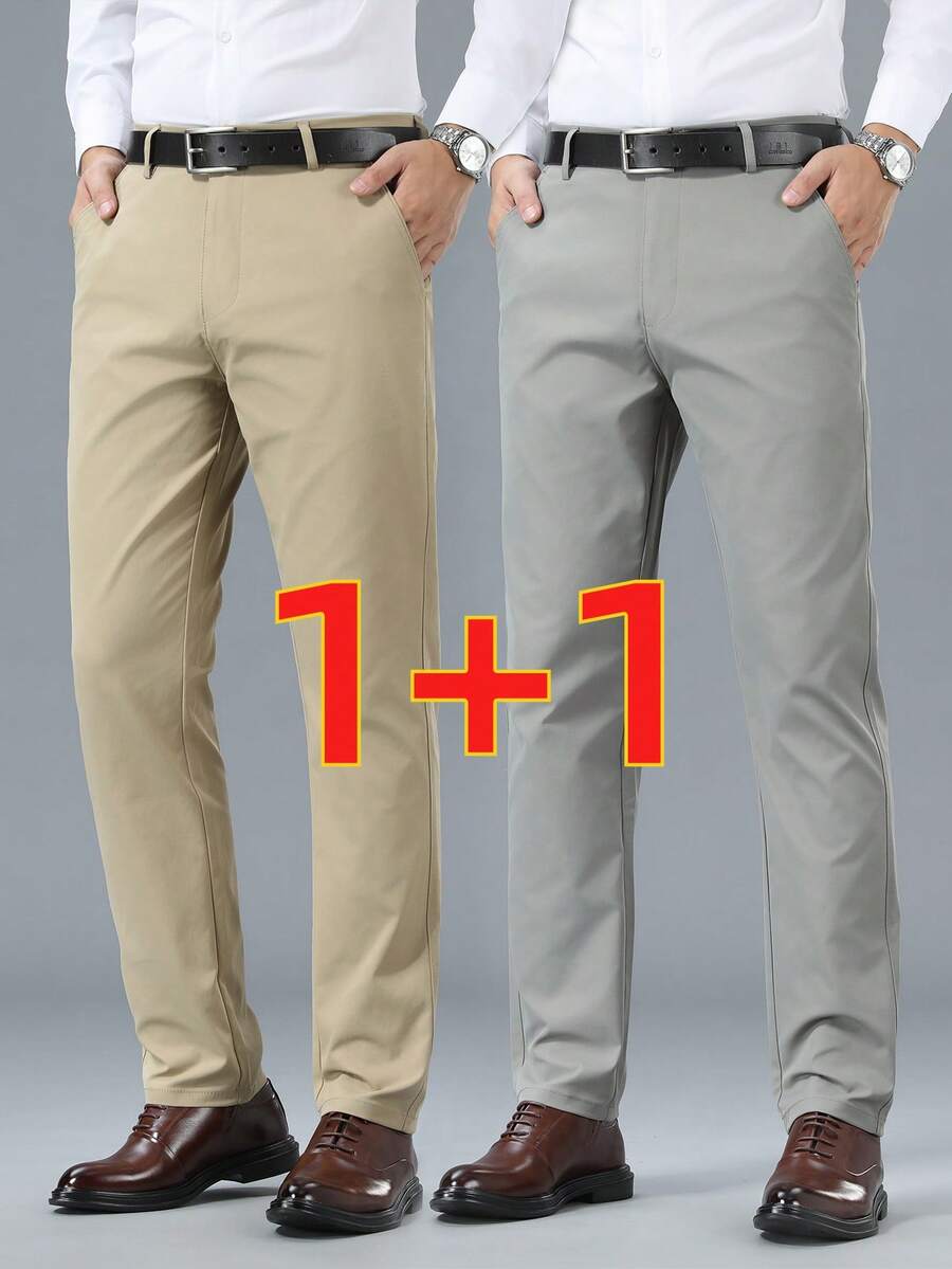 2 peças Calça de Terno Casual Minimalista, Versátil para Ir e Vir do Trabalho, Férias, Todas as Estações - Primavera, Verão, Outono, Inverno
